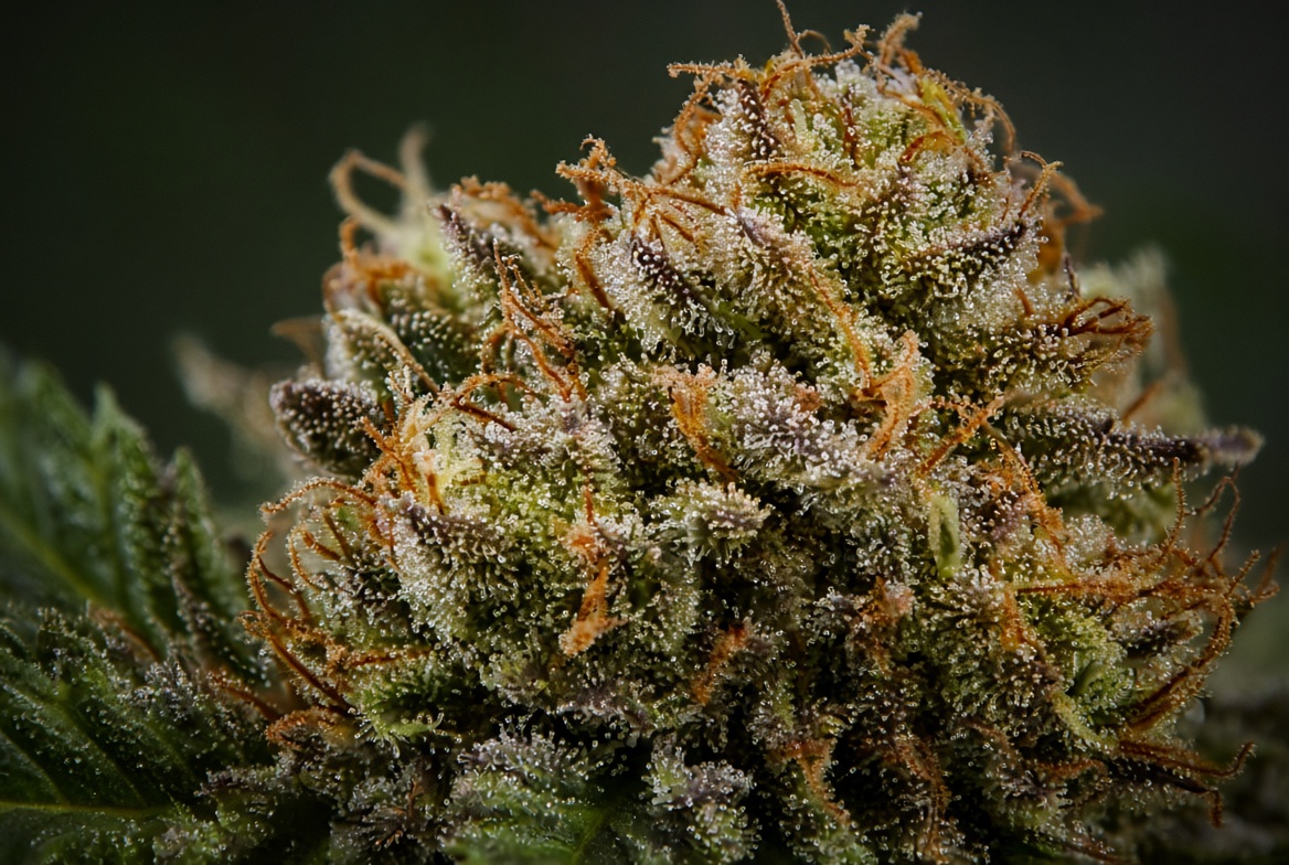 Harsklieren op een cannabisbloem waar cannabinoïden worden aangemaakt